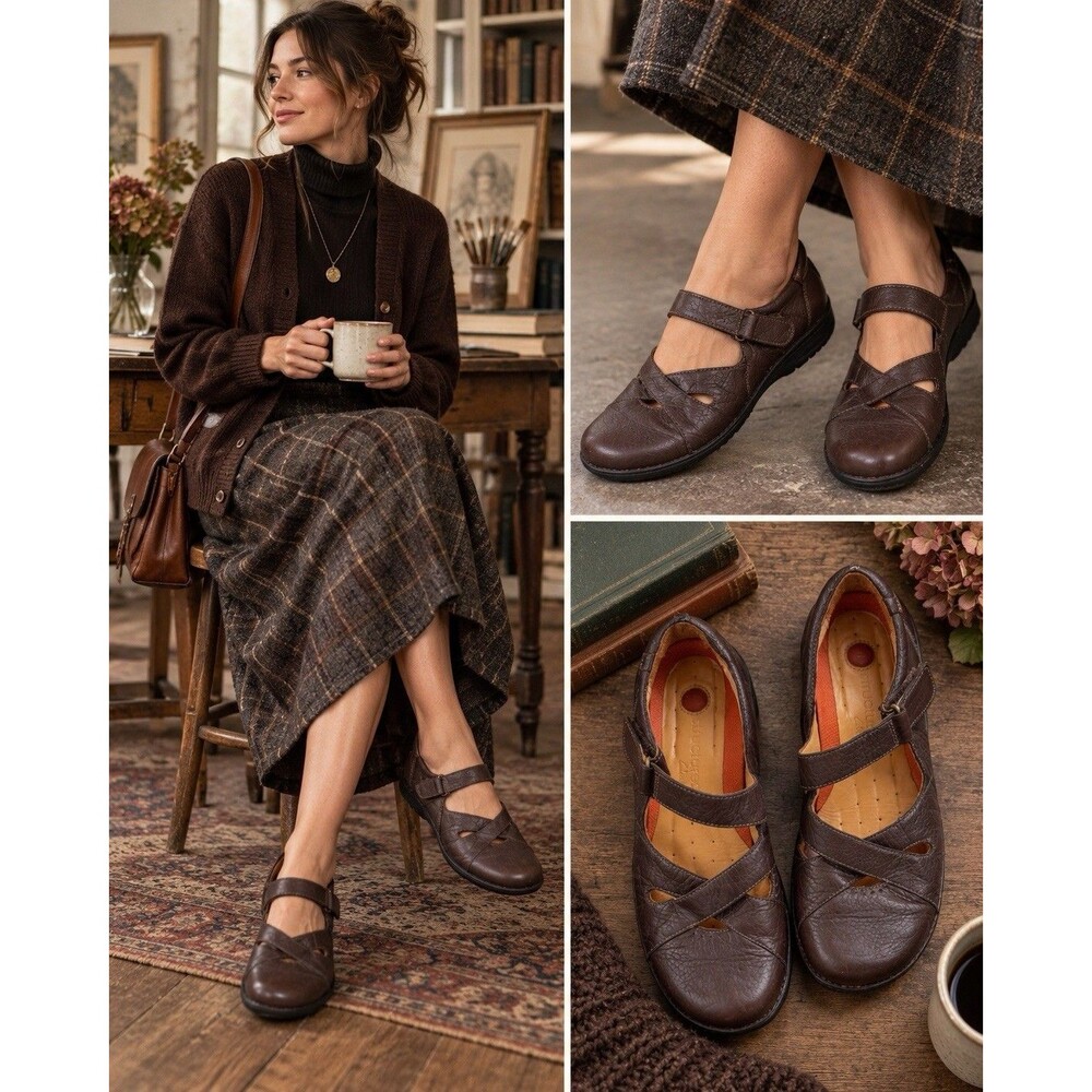 Clarks Unstructured Women’s 8M Brown Leather Mary Jane Fisherman Comfort Shoes